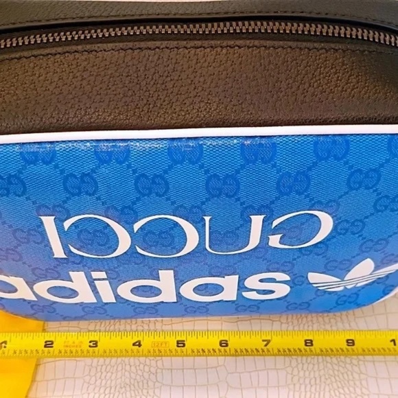 💋 Adidas x Gucci COLLAB Blue Crystal Canvas Shoulder Bag - Picture 13 of 15